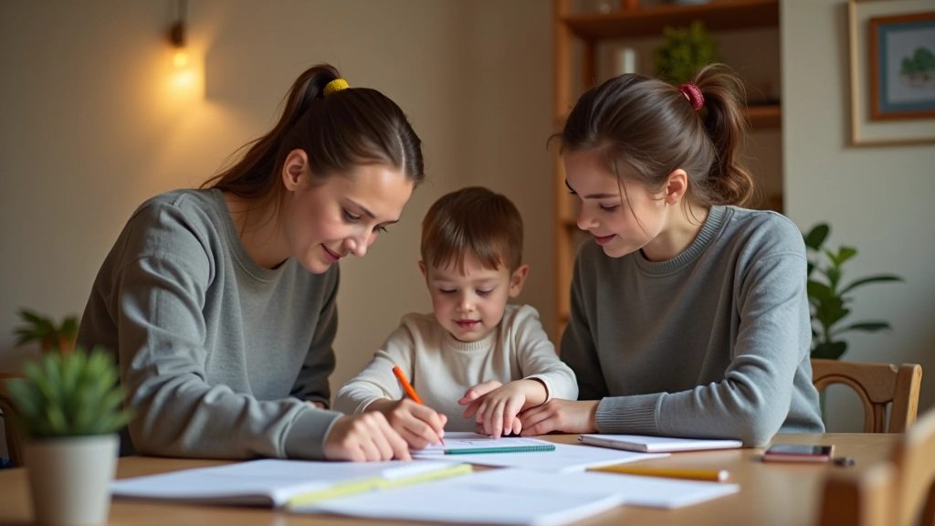 Familie sitzt zusammen und schaut auf Finanzunterlagen und Budgetplanung